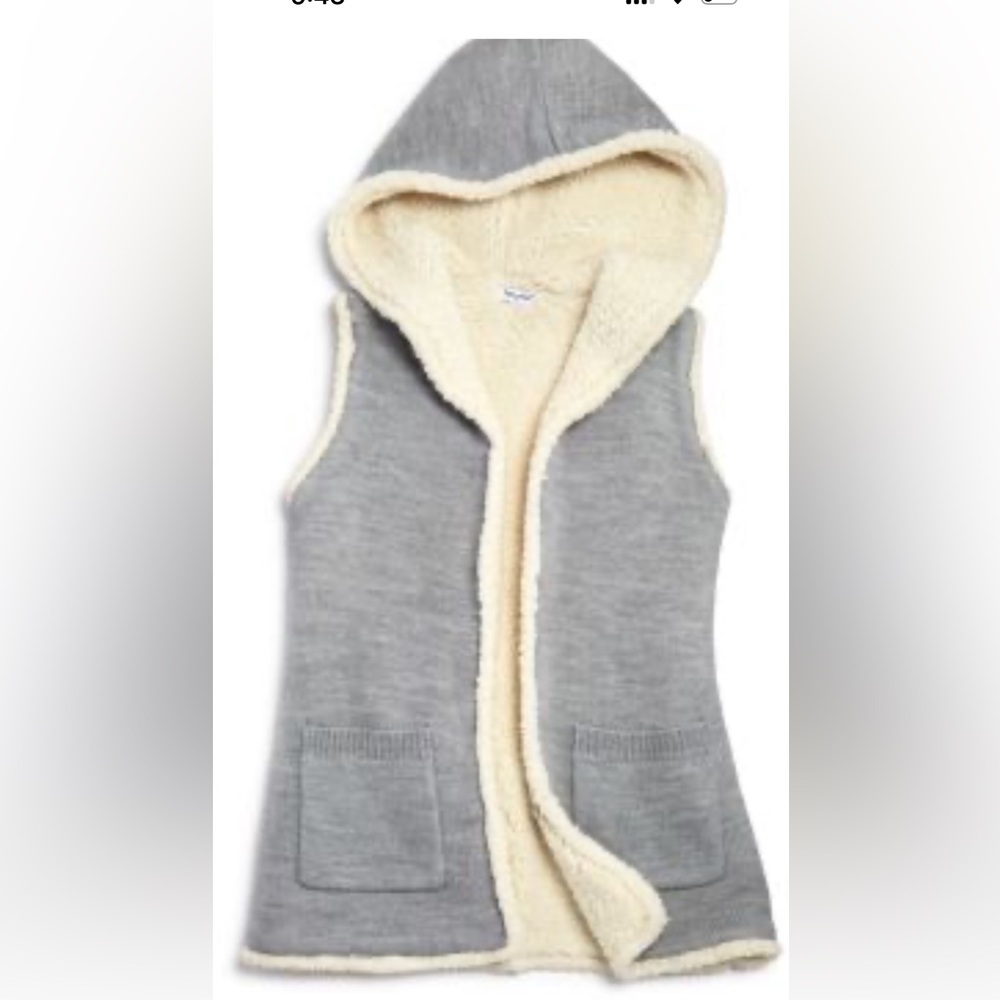 Splendid grey sherpa lined Powell hooded‎ vest Size 12( girls)